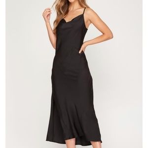 SHE AND SKY - COWL NECK MIDI DRESS